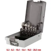 Ks Tools HSS Kegel- und Entgratsenker-Satz, Kunststoffkassette 6-tlg - 336.0446