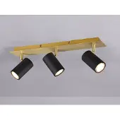 Meine Wunschleuchte Deckenstrahler 3-flammig Spots schwenkbar Schwarz-Gold mit GU10 LED, Breite 48cm