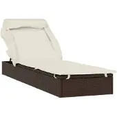Syfax Sonnenliege mit Faltdach Braun 213x63x97 cm Poly Rattan