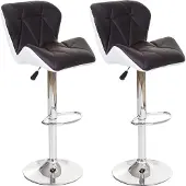 Mendler 2er-Set Barhocker HWC-A92, Barstuhl Tresenhocker, höhenverstellbar Kunstleder braun