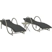 Syfax Sonnenliegen 2 Stk. mit Tisch Hellgrau Poly Rattan