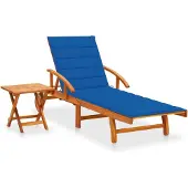 Syfax Sonnenliege mit Tisch und Auflage Akazie Massivholz