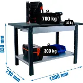 Simon Rack Werkbank SIMONWORK BT6L PRO METAL 1BOX 1500 ANTHRAZIT mit Parafuser