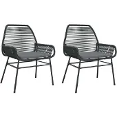 Syfax Gartenstühle 2 Stk. mit Kissen Schwarz Poly Rattan