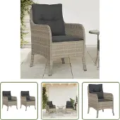 The Living Store Gartenstühle mit Kissen 2 Stk. Hellgrau Poly Rattan