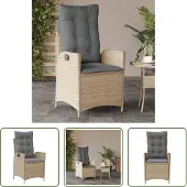The Living Store Gartensessel mit Kissen Verstellbar Beigemischung Poly Rattan