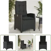 The Living Store Gartensessel Verstellbar mit Kissen Schwarz Poly Rattan