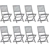 The Living Store Klappbare Gartenstühle 8 Stk. mit Kissen Massivholz Akazie