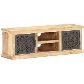 Syfax TV-Schrank mit Stahltüren 120x30x40 cm Mango Massivholz