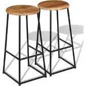 Syfax Barhocker 2 Stk. Massivholz Teak