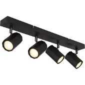 Globo Lighting Lighting Strahler Metall schwarz matt, Aluminium schwarz matt, LxBxH: 530x60x145mm, exkl. 4x GU10 25W 230V