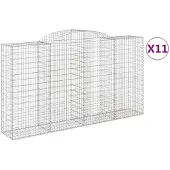 vidaXL Gabionen mit Hochbogen 11 Stk 300x50x160/180cm Verzinktes Eisen