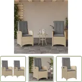 The Living Store Gartensessel Kissen 2Stk. Verstellbar Beigemischung Poly Rattan