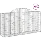 vidaXL Gabionen mit Hochbogen 50 Stk 200x50x100/120cm Verzinktes Eisen