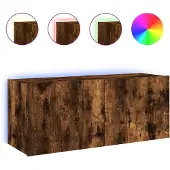 Syfax TV-Wandschrank mit LED-Leuchten Räuchereiche 100x35x41 cm