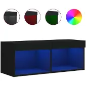 Syfax TV-Schrank mit LED-Leuchten Schwarz 80x30x30 cm