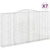 vidaXL Gabionen mit Hochbogen 7 Stk. 400x30x220/240cm Verzinktes Eisen