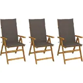 Syfax Klappbare Gartenstühle 3 Stk. mit Auflagen Massivholz Akazie