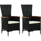 Syfax Gartenstühle 2 Stk. mit Polstern Poly Rattan Schwarz