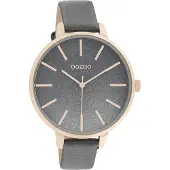 Oozoo Damen Lederarmband Uhr Timepieces grau Analog Quarzuhr UOC11033
