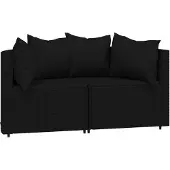 Syfax Garten-Ecksofas mit Kissen 2 Stk. Schwarz Poly Rattan
