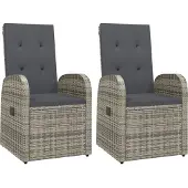Syfax Garten-Liegestühle 2 Stk. mit Auflagen Poly Rattan Grau