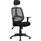 Amstyle Bürostuhl Florenz-2 Schwarz Schreibtischstuhl Drehstuhl Bürosessel mit Armlehnen & Kopfstütze; SPM1.206