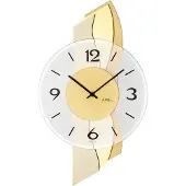 AMS W9669 Wanduhr mit Holzgehäuse und Messing-Aluminium-Auflage