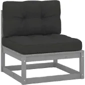 Syfax Garten-Mittelsofa mit Anthrazit Kissen Grau Massivholz Kiefer