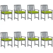 Syfax Gartenstühle mit Kissen 8 Stk. Massivholz Akazie Grau