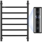 Vevor Handtuchtrockner Heizkörper Handtuchwärmer, beheizter Handtuchhalter mit 6 Stangen, wasserdichter Handtuchwärmer mit Timer & LED-Anzeige, 5 einstellbare Temperaturstufen, Wandmontage, Schwarz