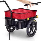 Samax Lastenanhänger / Fahrradanhänger für 60 Kg / 70 Liter mit Kupplung in Rot