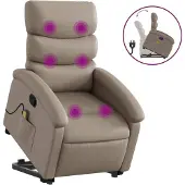 Sonstiges Massagesessel mit Aufstehhilfe Cappuccino-Braun Kunstleder