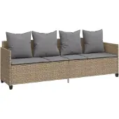 Syfax Sonnenliege mit Kissen Beige Poly Rattan