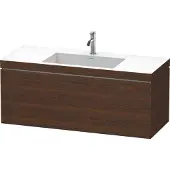 Duravit L-Cube c-bonded Set wandhängend, 1 Auszug, ohne Überlauf, 1 Hahnloch, 1200x500x480mm, LC6919O6969, Farbe: Nussbaum gebürstet Echtholzfurnier