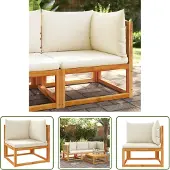 The Living Store Garten-Ecksofa mit Kissen Massivholz Akazie