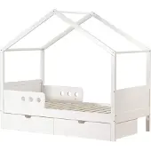Rebecca Mobili Kinderbett Rihan 151x170x86 Kiefern Weiß Hellbraun Skandinavisch