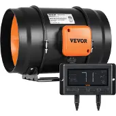 Vevor Inline Kanalventilator, 8 Zoll 807 CFM mit Temperatur-Feuchtigkeitsregler, leiser EC-Motor Belüftung Abluftventilator für Kühlung Booster, Wachstumszelte, Hydrokultur