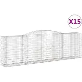 vidaXL Gabionen mit Hochbogen 15 Stk 400x50x120/140cm Verzinktes Eisen