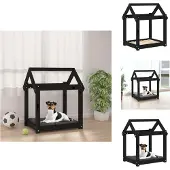 vidaXL Hundebett Schwarz 61x50x70 cm Massivholz Kiefer - Hundebetten