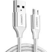 UGREEN Kabel USB Kabel micro USB QC 3.0 2.4A 2m (bialy), 2 m, USB A, Micro-USB B, USB 2.0, 0,48 Gbit/s, Silber