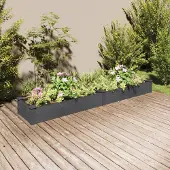 Syfax Hochbeet mit Einsatz Grau 240x45x25 cm Massivholz Tanne