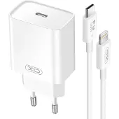 XO , USB-C Power Delivery 20W Ladegerät mit iPhone Lightning Kabel, Weiß