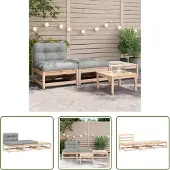 The Living Store Gartensofa ohne Armlehnen mit Kissen und Hockern