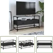 The Living Store TV-Schrank mit Glasplatte Schwarz 98x35x51 cm Holzwerkstoff