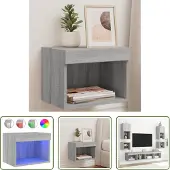 The Living Store Wand-Nachttisch mit LED-Leuchten Grau Sonoma