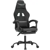 Syfax Gaming-Stuhl mit Fußstütze Schwarz Kunstleder
