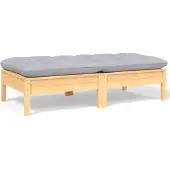 The Living Store Gartensofa 2-Sitzer mit Kissen in Grau Massivholz Kiefer