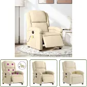 The Living Store Massagesessel Elektrisch Creme Stoff