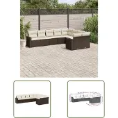 The Living Store 9-tlg. Garten-Sofagarnitur mit Kissen Braun Poly Rattan